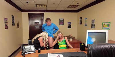 Threesome in the office with hot Chloe Temple and Tiffany Madison