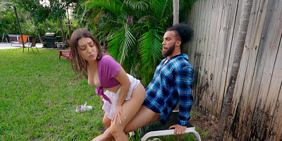 Hard sex outdoors with hot student Violet Gems