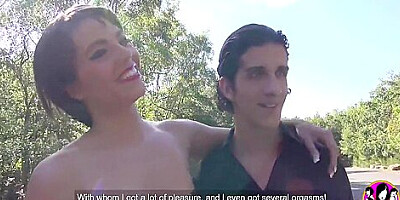 Manon Martin - Cheeky Brunette Gets Gangbang By 3 Cocks In The Forest