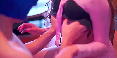 korea charming young girl play sex game in kitchen aisan