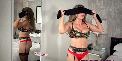 Spunky blond girl with fat bumpers is juggling up and down while railing a firm, black pipe