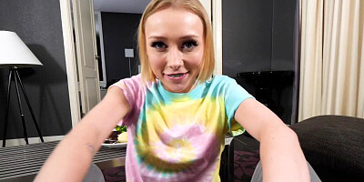 Cute bimbo Athena May shows off her cock sucking skills