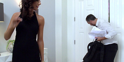 Tiffany Brookes gets doggystyled by salesman Keiran Lee