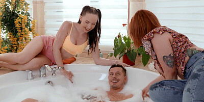 Redhead Lucia Fernandez had sex with her stepdaughter and a guest fucker