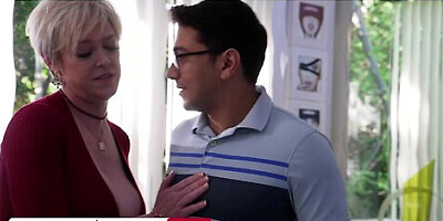 Busty tutor Dee Williams helps student de-stress by having him give her a nice warm creampie