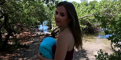 Devon Green sucks massive cock and gets boned outdoors
