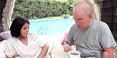 Busty young euro drilled by oldman outdoors