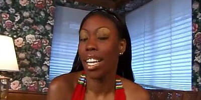 Adorable black honey poking dark-hued hard-on