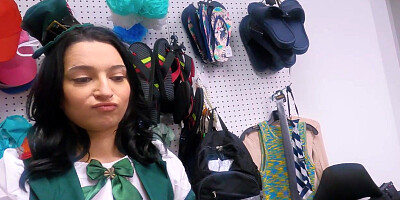 Kiana bend over the table to get search by Jack's cock