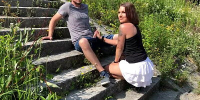 German Nubile caught trio times while drilling at the Danube