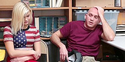 Shoplifter teen 18+ Madison Hart gets fuck in front of her lover