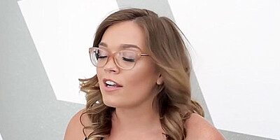 Flexible Gal With Glasses Masturbates On The Sofa With Katie Kush