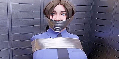 Two Busty Women Taped And Gagged In A Company Vault