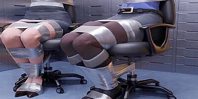 Two Busty Women Taped And Gagged In A Company Vault