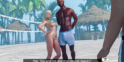 Blonde 3D Hottie Rides BBC Beach Sex