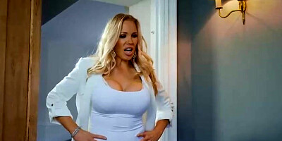 Buxom blond cougar is sharing her paramour with her thick breasted stap- stepdaughter, just for joy