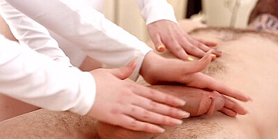 Two Skinny Teens Give A Massage And Fuck With A Client In All The Holes