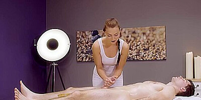 Provocative Masseuse Gives Oily Hand Job Hot Video