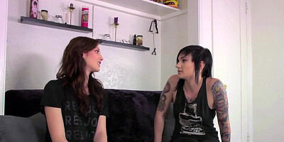 Chatting In The Laundry Room With The Tattooed Brunette And Heading Upstairs For Some Passionate Les