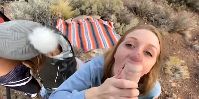 Wild femmes went hiking with homies and finished up gargling their penises and getting banged stiff