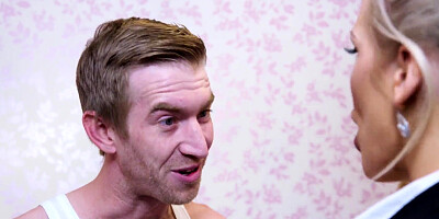 Rebecca Moore takes massuer's cock deep down her throat & ass