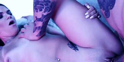 blowjob sexy blonde deepthroats a big dick in blue light