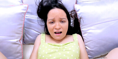 18yo tiny Teen gets her mouth filled with big cock