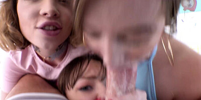 SWALLOWED Face fucking fun with Honey, Aliya and Nadia