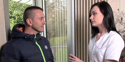 Slim French brunette fucked hard by her neighbor