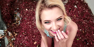 Blonde sweetie is ready to suck a mean pecker in POV