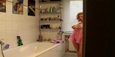 Sexy blondie lady with immense milk cans can't wait to get poked until she gets fully sated