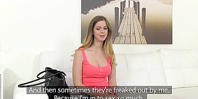 British Babe Shows Big Natural Tits On Porn Casting