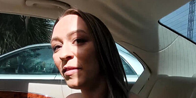 Raelynn Taylor close up fucked in the backseat gobbles cum