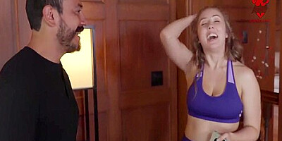 Katy Jane, Lena Paul And Katy Jayne In Is Jogging Around But Her Phone Dies, So She Gets To Santiago House And Tries To Fuck Him Till Wife Arrives And She Gets Hot Lesbian Pussy Licking! 13 Min