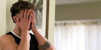 Stepmom fucks stepson to cheer him up