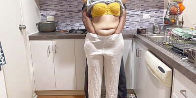 Big Booty Desi Woman Pleasured by Friend',s Husband in Kitchen - Loud Kissing and Moaning