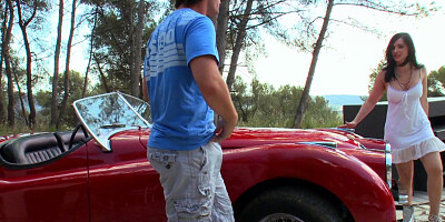 Woman in red is having wild sex