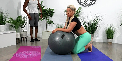 Gorgeous yoga freak Bridgette B gets fucked hard on the floor