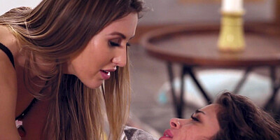 Paige Owens and Victoria Voxxx licking and fucking with strap-on dildo