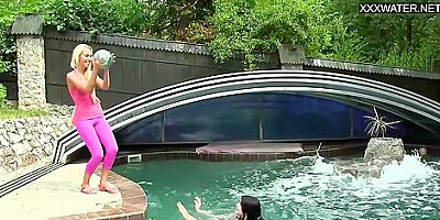 Intense Poolside Lesbian Action