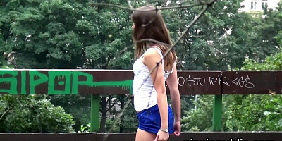 Killer teenies have a piss break while resting near the city park