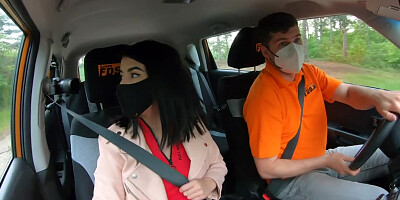 Car fucked teen 18+ banged outdoor by driving instructor