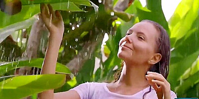 Petite Russian Milf Model Gets Wet Outdoor In The Rain - Princess Clover