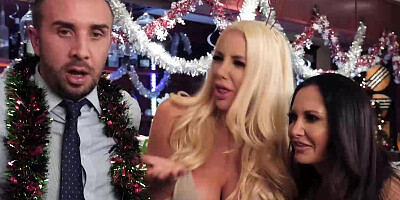 Christmas party turns into messy office fivesome orgy