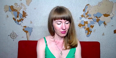 Amateur MILF covering small tits on webcam