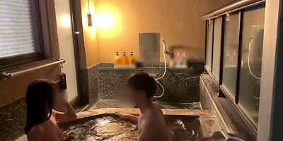 First-Ever steaming spring trip♡SEX in a classy open-air tub at night♡Japanese inexperienced anime porn
