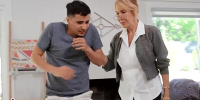 Curvaceous temptress gives the boy a sex lesson