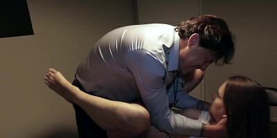 Mature cop stretches daughter's hot friend in interrogation room