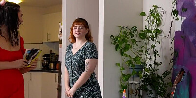 Plump lesbians with big natural boobs make each other cum