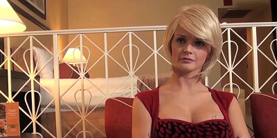 Interviewer receives cock and sperm in pussy